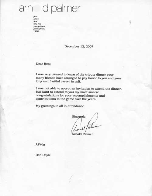 Arnold Palmer's letter